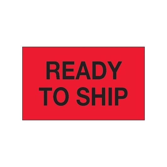 3 x 5'' - ''Ready To Ship'' Fluorescent Red Labels