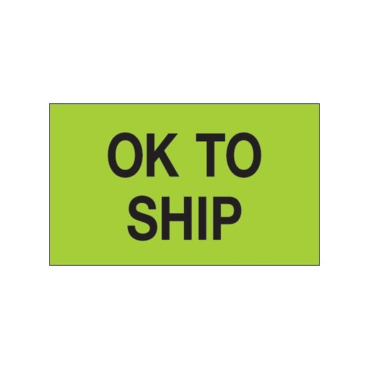 3 x 5'' - ''OK To Ship'' Fluorescent Green Labels