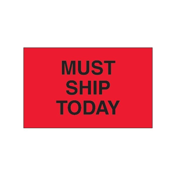 1 1/4 x 2'' - ''Must Ship Today'' Fluorescent Red Labels