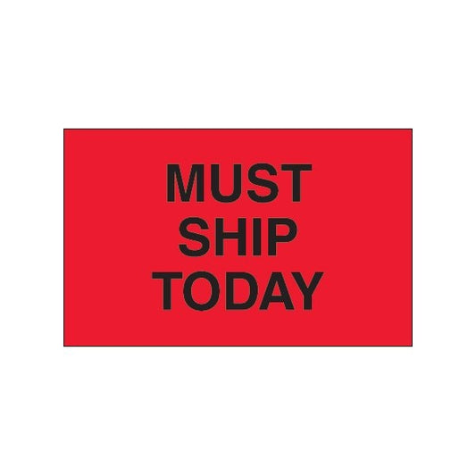 1 1/4 x 2'' - ''Must Ship Today'' Fluorescent Red Labels