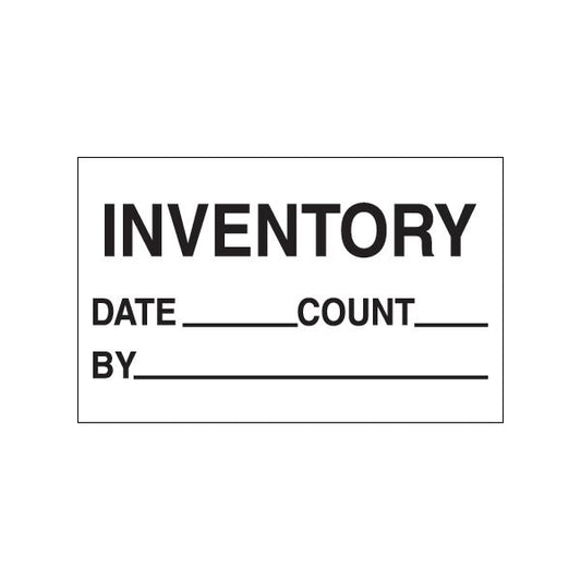 1 1/4 x 2'' - ''Inventory - Date - Count - By'' Labels