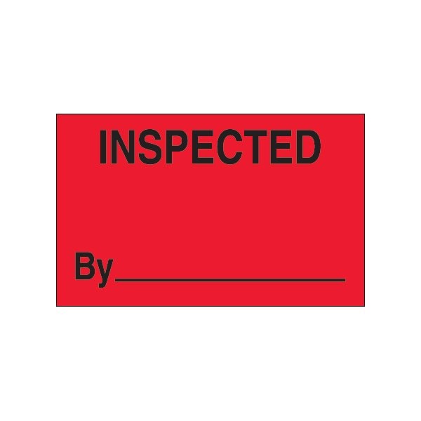 1 1/4 x 2'' - ''Inspected'' Fluorescent Red Labels
