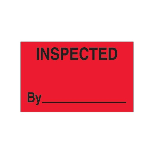 1 1/4 x 2'' - ''Inspected'' Fluorescent Red Labels
