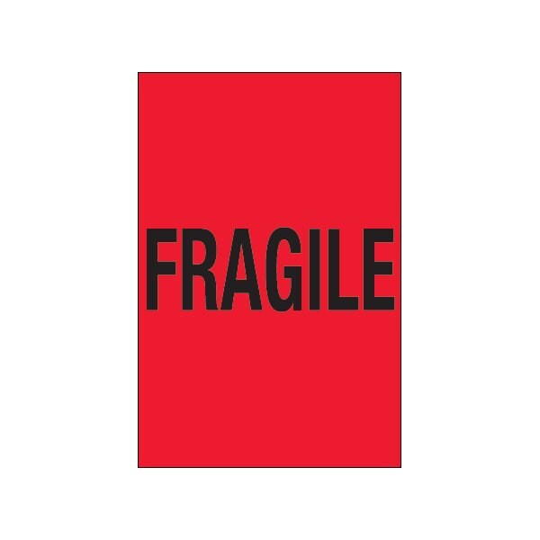 4 x 6'' - ''Fragile'' Fluorescent Red Labels
