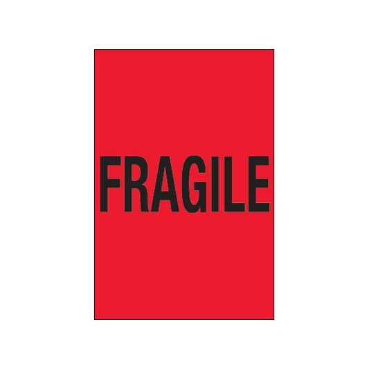 4 x 6'' - ''Fragile'' Fluorescent Red Labels