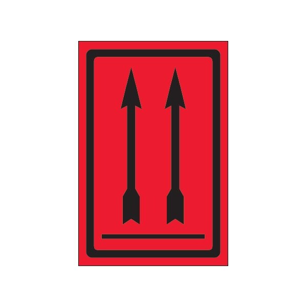 4 x 6'' - Two Up Arrows Over Bar Fluorescent Red Labels