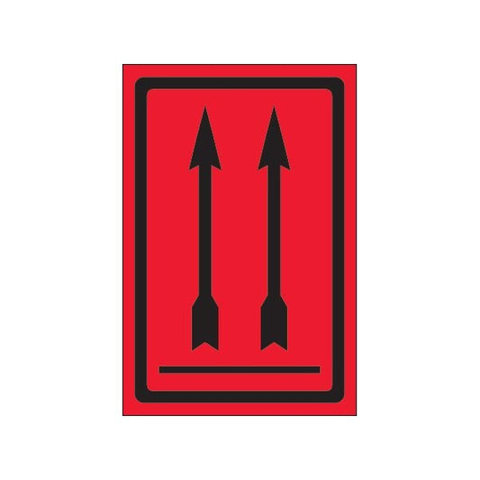 4 x 6'' - Two Up Arrows Over Bar Fluorescent Red Labels