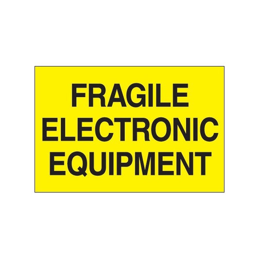 2 x 3'' - ''Fragile - Electronic Equipment'' Fluorescent Yellow Labels