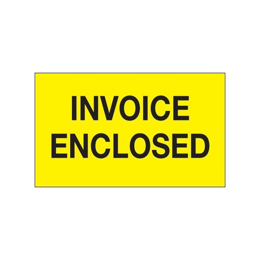 3 x 5'' - ''Invoice Enclosed'' Fluorescent Yellow Labels