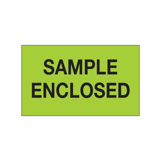 3 x 5'' - ''Sample Enclosed'' Fluorescent Green Labels