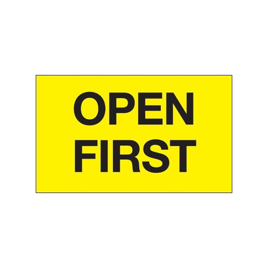 3 x 5'' - ''Open First'' Fluorescent Yellow Labels