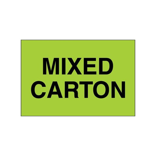 2 x 3'' - ''Mixed Carton'' Fluorescent Green Labels