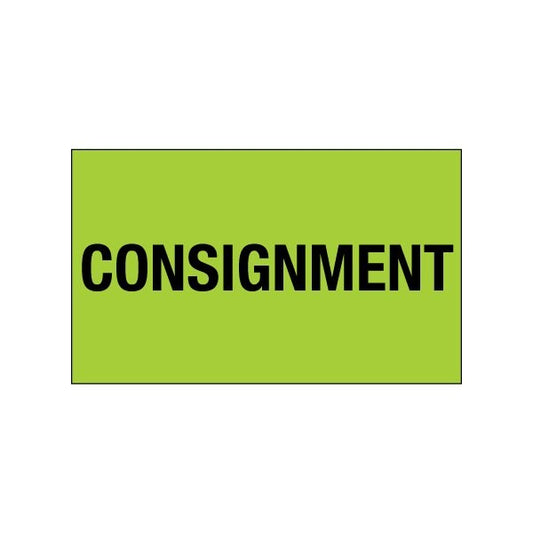 3 x 5'' - ''Consignment'' Fluorescent Green Labels