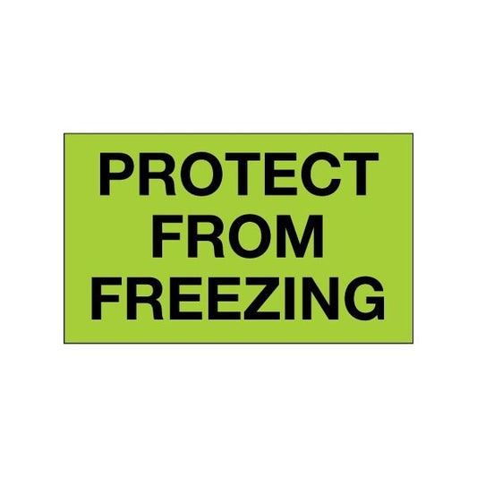 3 x 5'' - ''Protect From Freezing'' Fluorescent Green Labels