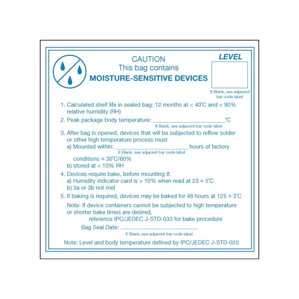 4 x 4'' - ''Caution Moisture Sensitive Devices'' Labels