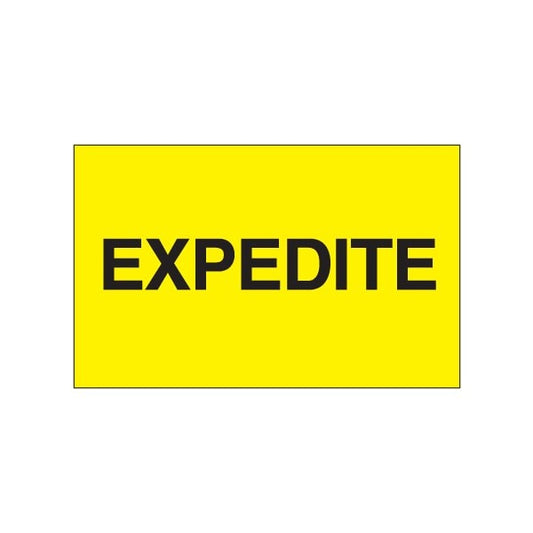 3 x 5'' - ''Expedite'' Fluorescent Yellow Labels