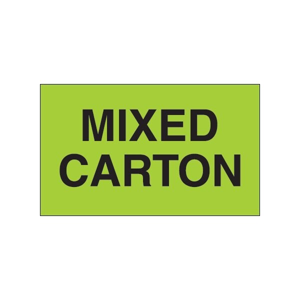 3 x 5'' - ''Mixed Carton'' Fluorescent Green Labels