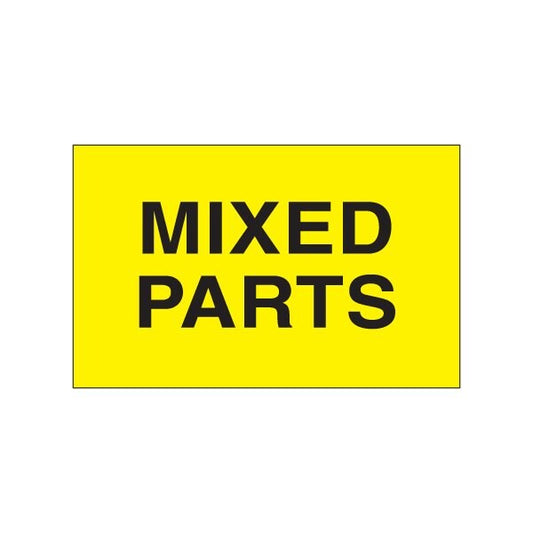 3 x 5'' - ''Mixed Parts'' Fluorescent Yellow Labels