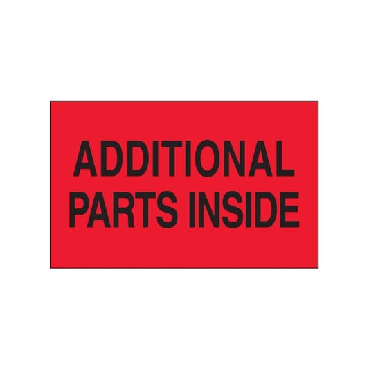 3 x 5'' - ''Additional Parts Inside'' Fluorescent Red Labels