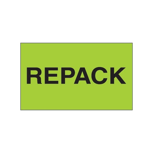 3 x 5'' - ''Repack'' Fluorescent Green Labels