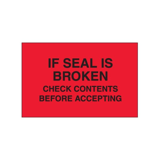 3 x 5'' - ''Check Contents Before Accepting'' Fluorescent Red Labels