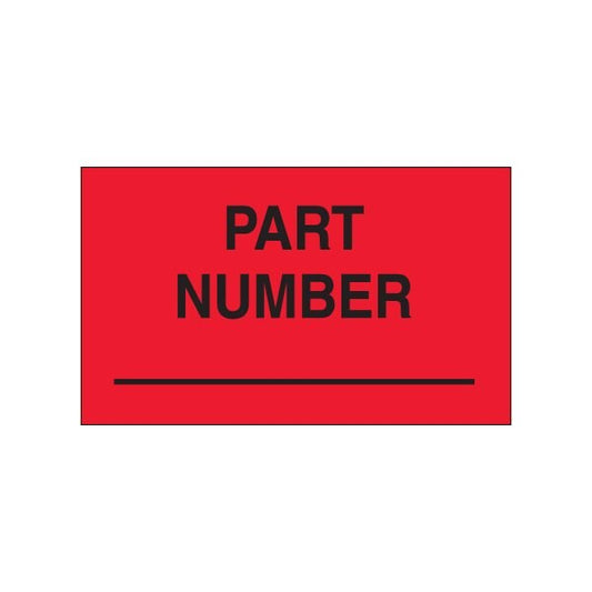 3 x 5'' - ''Part Number'' Fluorescent Red Labels