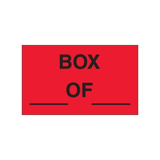 3 x 5'' - ''Box ___ of ___'' Fluorescent Red Labels