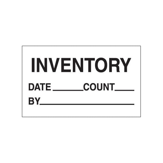 3 x 5'' - ''Inventory - Date - Count - By'' Labels