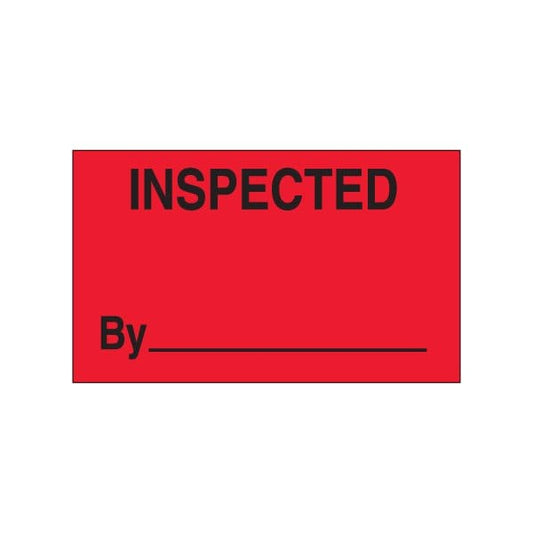3 x 5'' - ''Inspected By'' Fluorescent Red Labels