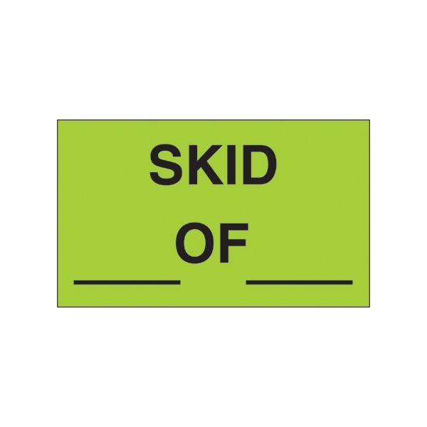 3 x 5'' - '' Skid __ of __'' Fluorescent Green Labels