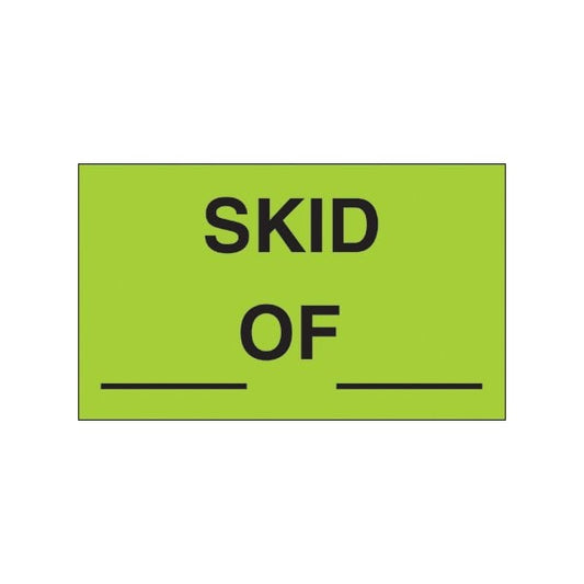 3 x 5'' - '' Skid __ of __'' Fluorescent Green Labels