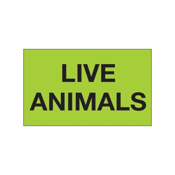 3 x 5'' - ''Live Animals'' Fluorescent Green Labels