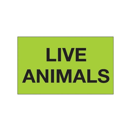 3 x 5'' - ''Live Animals'' Fluorescent Green Labels