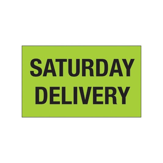 3 x 5'' - ''Saturday Delivery'' Fluorescent Green Labels