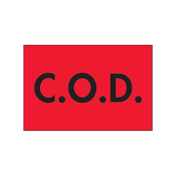 2 x 3'' - ''C.O.D.'' Fluorescent Red Labels