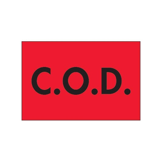 2 x 3'' - ''C.O.D.'' Fluorescent Red Labels