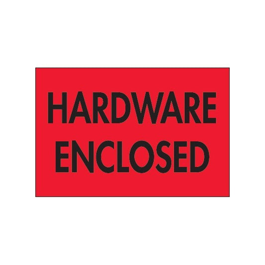 2 x 3'' - ''Hardware Enclosed'' Fluorescent Red Labels