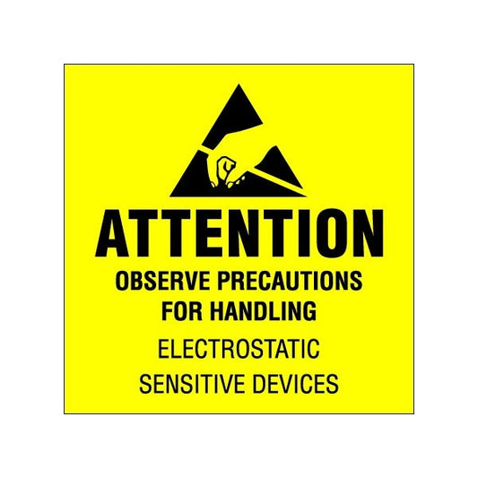 4 x 4'' - ''Attention - Observe Precautions'' Labels, Style 2, 500PK