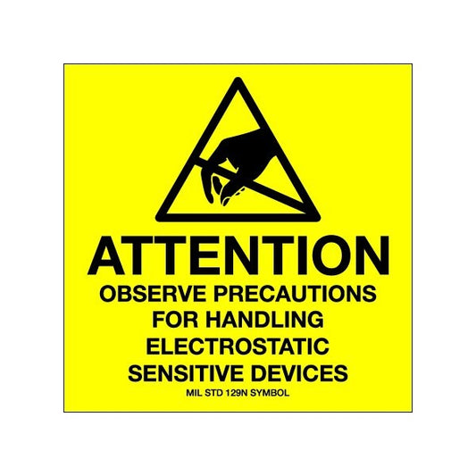 4 x 4'' - ''Attention - Observe Precautions'' Labels, Style 1, 500PK