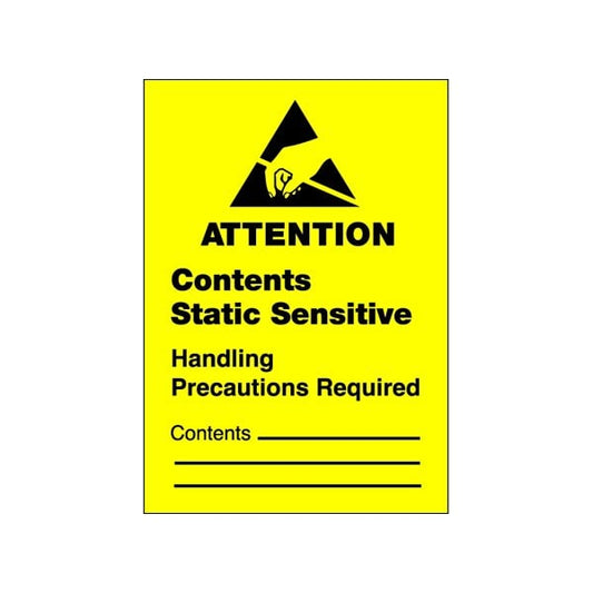 1 3/4 x 2-1/2'' - ''Contents Static Sensitive'' Labels