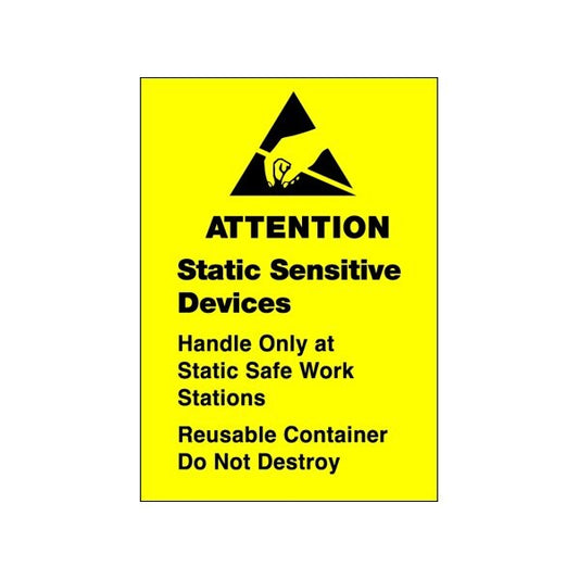 1-3/4 x 2-1/2'' - ''Static Sensitive Devices'' Labels, Style 1, 500PK