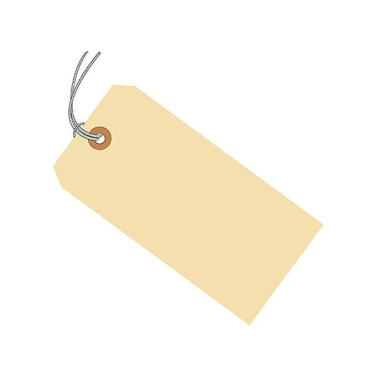 4 1/4 x 2 1/8'' 13 Pt. Manila Shipping Tags - Pre-Strung, 1000PK