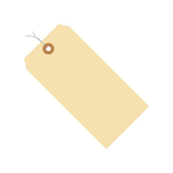 6 1/4 x 3 1/8'' 13 Pt. Manila Shipping Tags - Pre-Wired, 1000PK