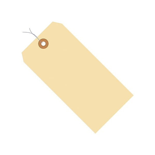 6 1/4 x 3 1/8'' 13 Pt. Manila Shipping Tags - Pre-Wired, 1000PK
