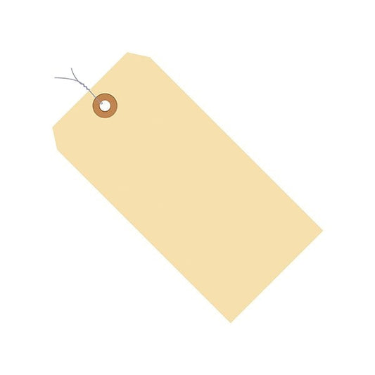 4 1/4 x 2 1/8'' 13 Pt. Manila Shipping Tags - Pre-Wired, 1000PK