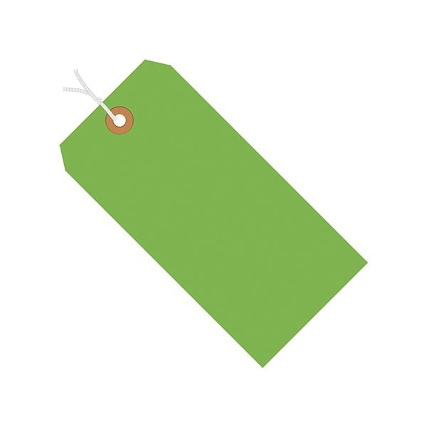 5 3/4 x 2-7/8'' Green 13 Pt. Shipping Tags - Pre-Strung, 1000PK