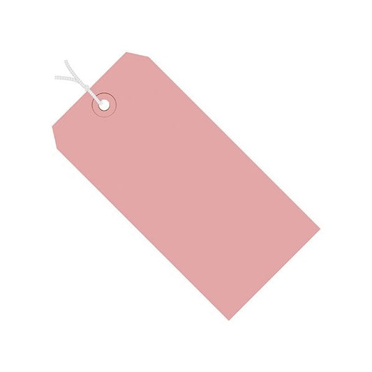 4 1/4 x 2 1/8'' Pink 13 Pt. Shipping Tags - Pre-Strung, 1000PK