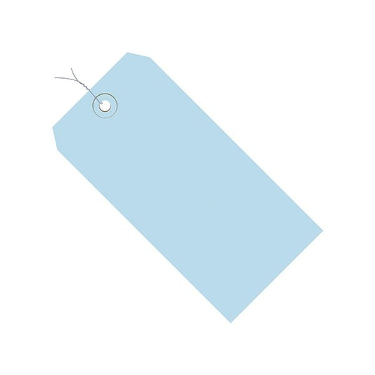 3 1/4 x 1 5/8'' Light Blue 13 Pt. Shipping Tags - Pre-Wired, 1000PK