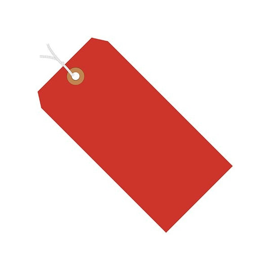 3 1/4 x 1 5/8'' Fluorescent Red 13 Pt. Shipping Tags - Pre-Strung, 1000PK