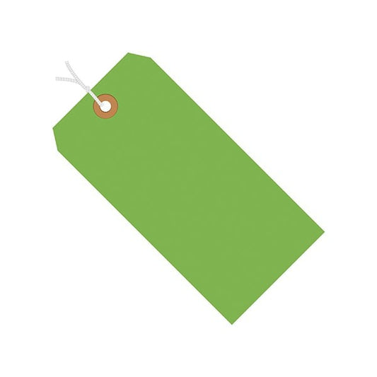 6 1/4 x 3 1/8'' Fluorescent Green 13 Pt. Shipping Tags - Pre-Strung, 1000PK